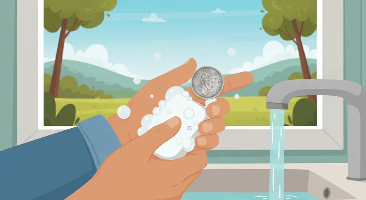 clean a coin with water and soap